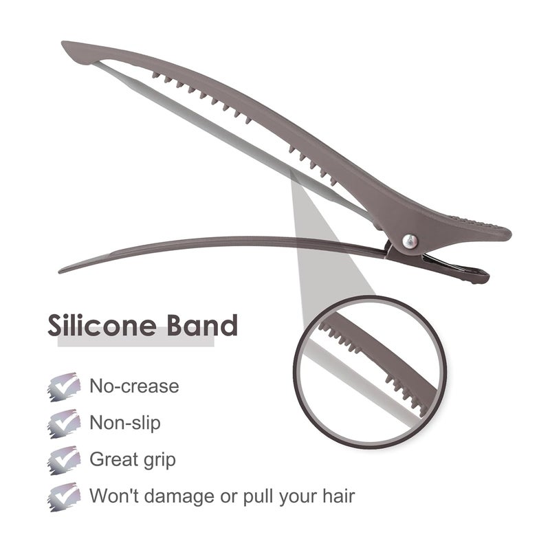AIMIKE Hair Sectioning Clips with Silicone Band - No Crease Duck Billed Styling Clips for Salon, Cutting, and Rollers (6pcs) - Image 3